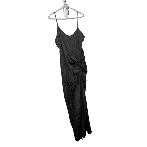 SKIMS Size Large High Slit Twist Slip Dress Gunmetal Grey gray NWT Silk silky - Picture 2 of 10